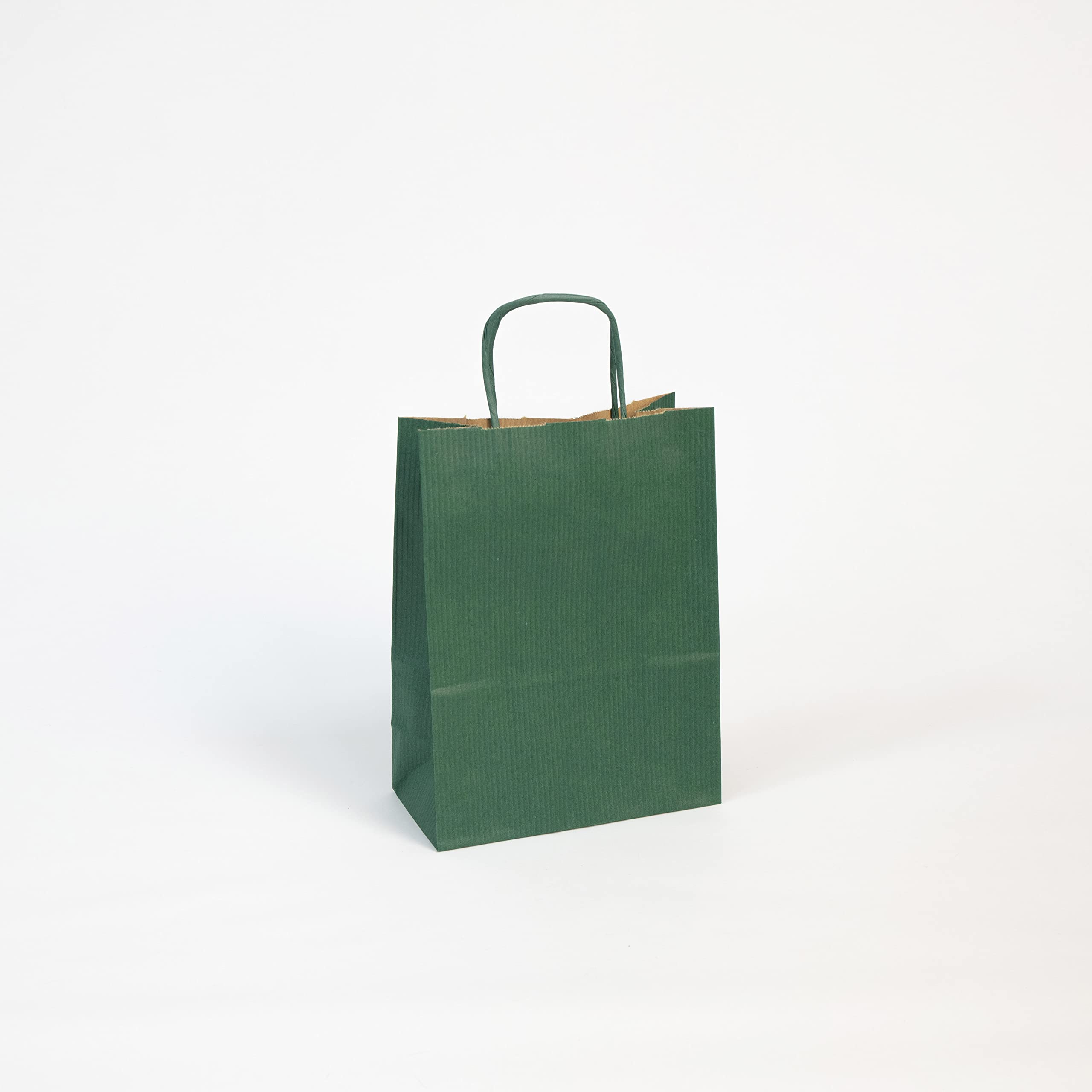 Clairefontaine 395610C - A Pack Of 25 Kraft Gift Bags - 16x8x21cm - 100g - Colour: Green - Twisted Handles - Ideal For: Gift Wrapping, Food Industry, Basic Bag