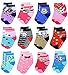 RATIVE Anti Slip Non Skid Slipper Socks with Grips for Baby Toddler Kids Girls (3-5T, 12pairs/RG-72100)