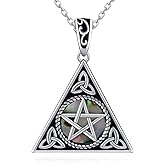 Fuguangju Pentagram Necklace 925 Sterling Silver Celtic Knot Pentacle Pagan Necklace for Women Wiccan Pagan Jewelry Gifts for Women Men