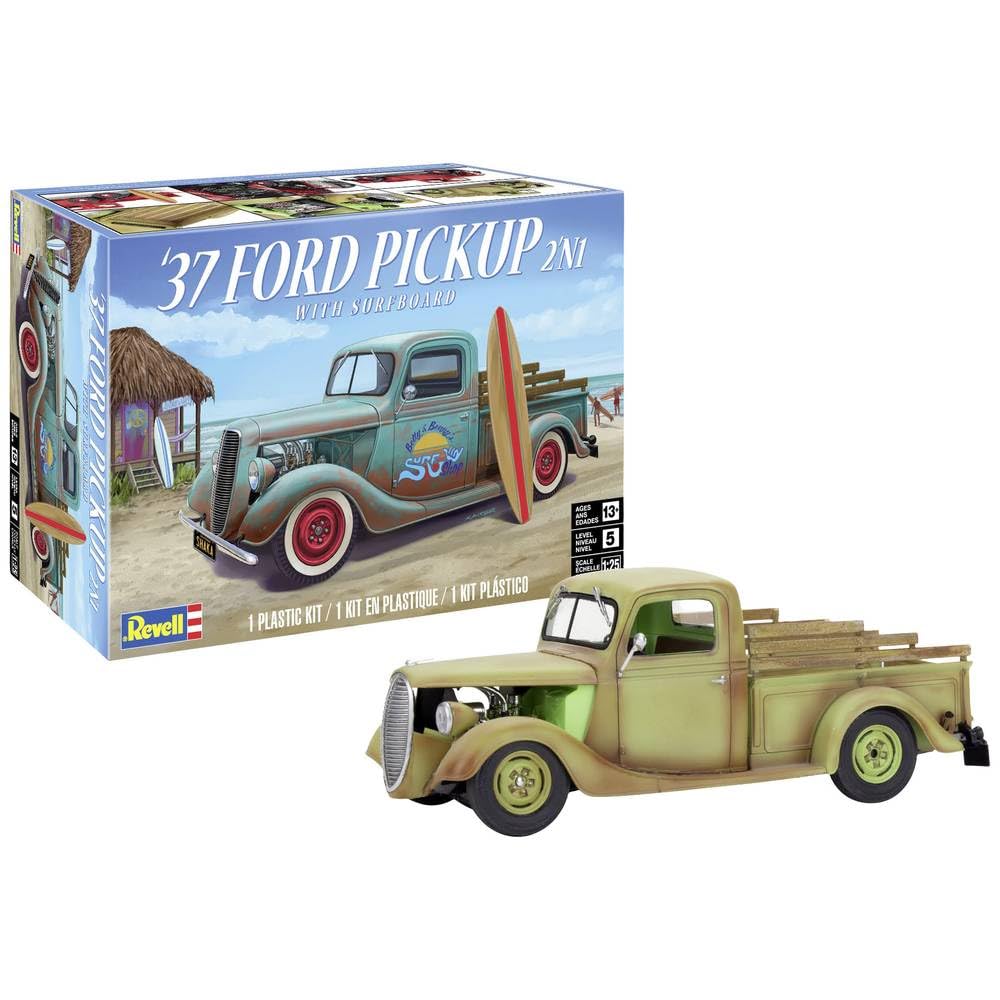 Revell Monogram 14516-37 Ford Pickup with Surfboard 2N1-1:25 Scale - Unbuilt/Unpainted Plastic Model Kit — image 1
