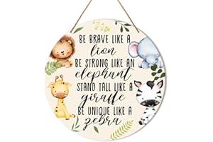 Muktoujaumai Baby Girl Boy Nursery Wall Decor, Safari Nursery Hanging Sign Decor Woodland Wall Decoration Jungle Wood Sign for Kids Bedroom, Playroom, Gift for Newborn Baby Girl Boy Toddler