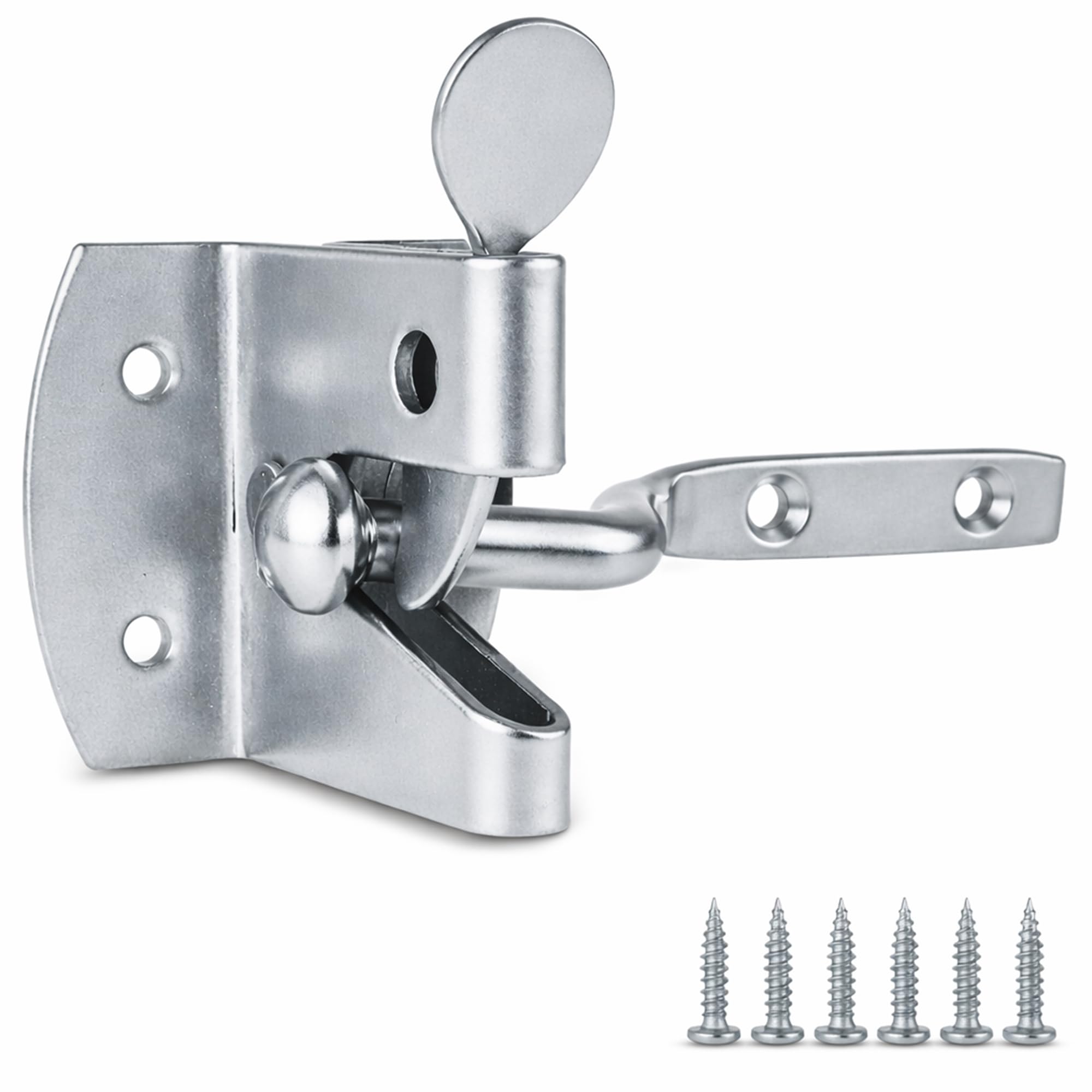 Garden Gate Latch for Wooden Gates - Galvanised Silver Door Latch Lock Self Locking Gate Catch - Weather Protection Auto Door Latches for External Doors