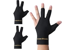 VARHHUXHA 6 Pcs Pool Gloves Billiards Left Hand, Billiards Gloves, Breathable, 3 Fingers Billiard Gloves, Shooter Cue Sport Gloves for Men Women Left Hand, Pool Billiard Accessories