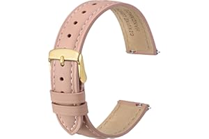 Anbeer Flat Thin Elegant Genuine Leather Watch Strap,Quick Release Replacement Watch Band for Women,Band Size 12mm 14mm 16mm 18mm 20mm 22mm for Choose