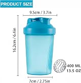 KANGSIT 400ml Protein Shaker Bottle with Stainless Steel Ball BPA-Free view 2