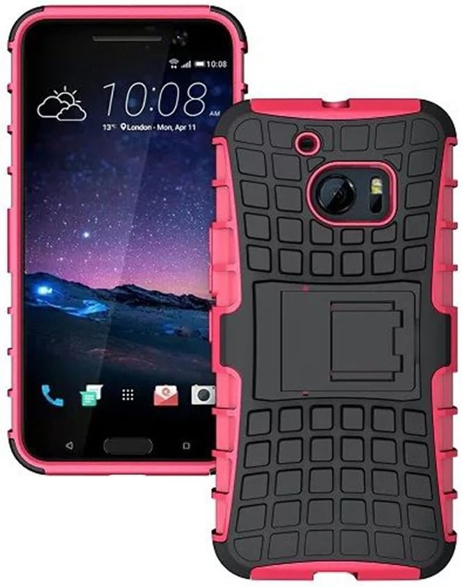 HTC One M10 Case - Litastore TPU + PC Heavy Duty ShockProof Rugged Impact Armor Hybrid Kickstand Protective Bag Cover Case for HTC One M10 - Pink
