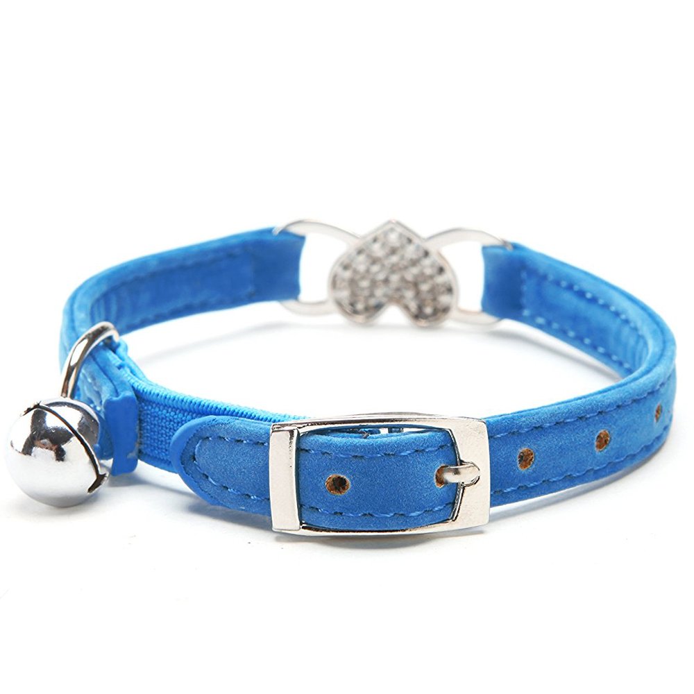 KOOLTAIL Heart Bling Cat Collar with Safety Belt and Bell 811 Inches