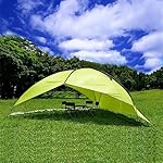 Oxking Outdoor 5-8 People POP UP Canopy Large Triangular Beach Sun Shelter Pergola UV Protection Camping Fishing Festival Tents Awning And Camping Accessories (Two sides cloth, Grass Green)
