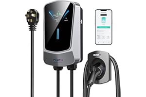 QAOFUL QIAO Level 2 EV Charger, Up to 40A Electric Car Charger, Wi-Fi Bluetooth APP Enabled EVSE, 4.3in Display, 25ft Cable, NEMA 14-50 Plug Charge Station Compatible with All SAE J1772 EV Models White