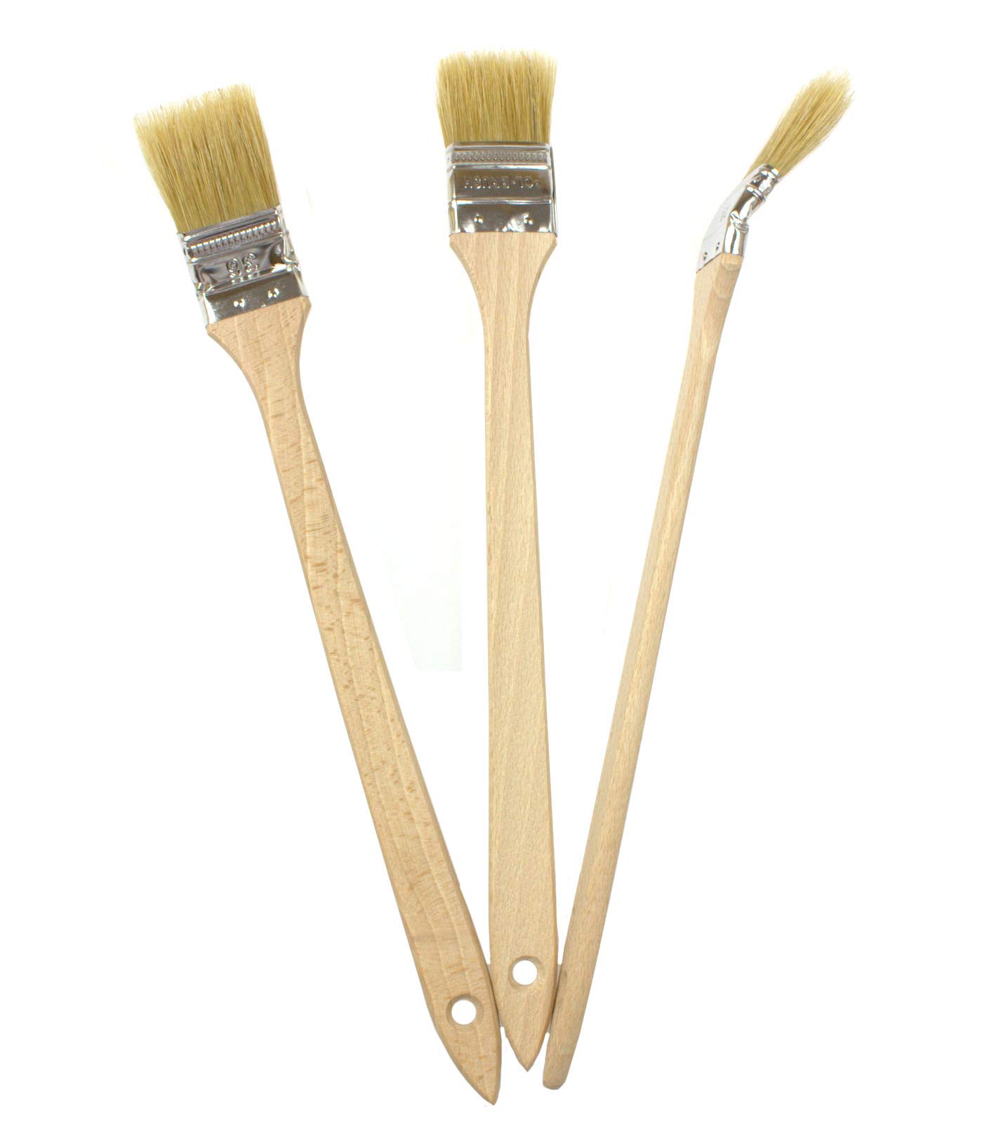 EFO Angled Paint Brush Set 3 pcs 36 mm (1,41") | Long Handled Paintbrush with Natural & Synthetic Bristle Blend | Radiator Paint Brush for Hard-to-Reach Areas | Edging Paint Brush | Wooden Handle
