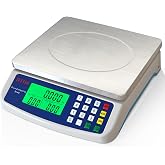 Large Digital Kitchen Scale 40kg/88lb Stainless Steel Price Computing Scale Counting Scale Deli Scale with LCD Display for Baking Bread Cooking Meat Prep Parts and Coins Adapter Included
