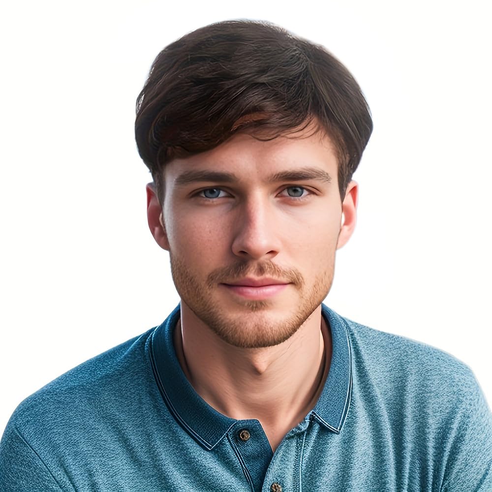 Photo 1 of H&Bwig toupee for men,Men Short Toppers Hairpiece with toupee tape,Clips in Hair Extensions for Covering White Loss Hair, Glueless (Dark Brown)
