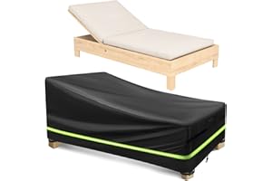HUALEDI Upgraded Patio Chaise Lounge Chair Reflective Covers Waterproof Outdoor, All Weather Guard Pool Lounger Chair Covers, 420D Oxford Fabric Heavy-Duty Protection,79''L x 30''W x 25''H,Black
