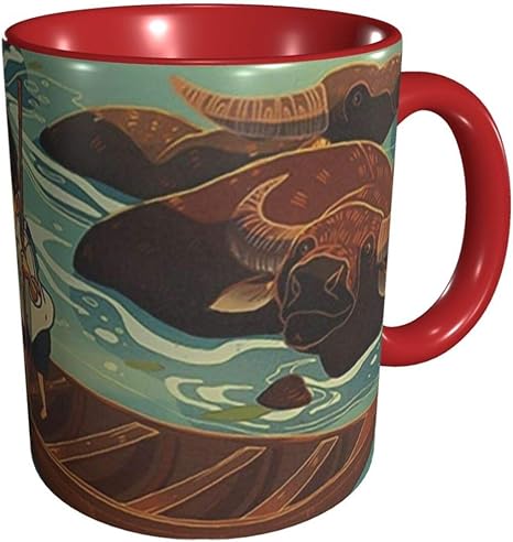 Amazon Co Jp 水牛 コーヒーカップ マグ おしゃれ マグカップ 人気 水筒 創意 シェラカップ 高温耐性 カップ ミルクカップ ドリンク カップ ジュースカップ 陶器製 大容量 330ml ホーム キッチン