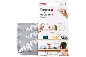 Tesa Sugru Super Glue - Waterproof Wood Glue for Home Improvement & Crafts - Use as a Poster Putty or Silicone Adhesive for Repairing & Bonding - 3 Pack - Gray (3.5g/ea)