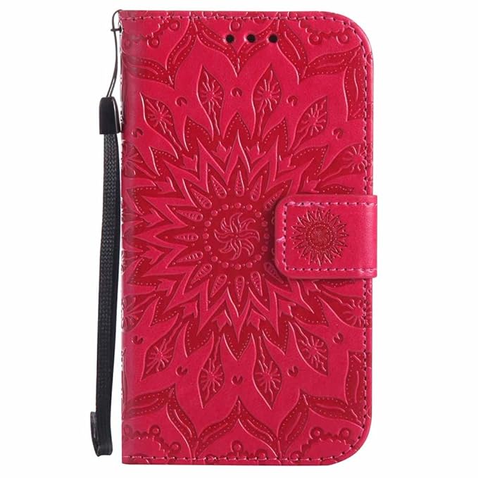 Galaxy S4 Hülle, Dfly Premium Slim PU Leder Mandala Blume prägung Muster Flip Hülle Bookstyle Stand Slot Schutzhülle Tasche W