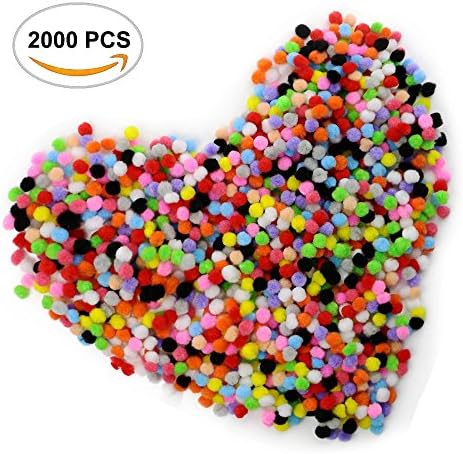 2000PCS Fyess Christmas Pompoms, Craft Making Assorted Pom Poms For Hobby Supplies and DIY Creative Crafts Decorations,Mini, 0.4 inch.