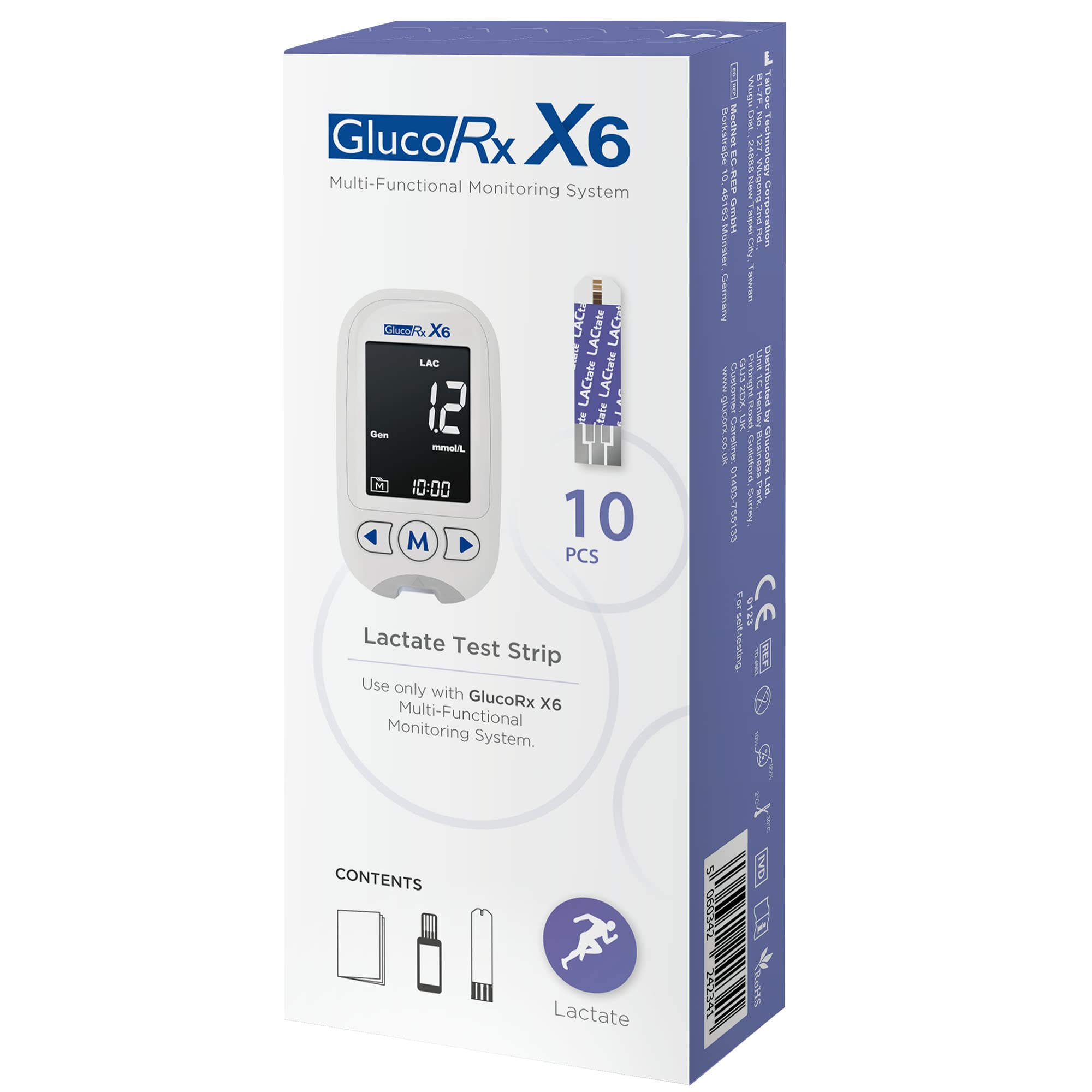 GlucoRx X6 Lactate Test Strips (10)