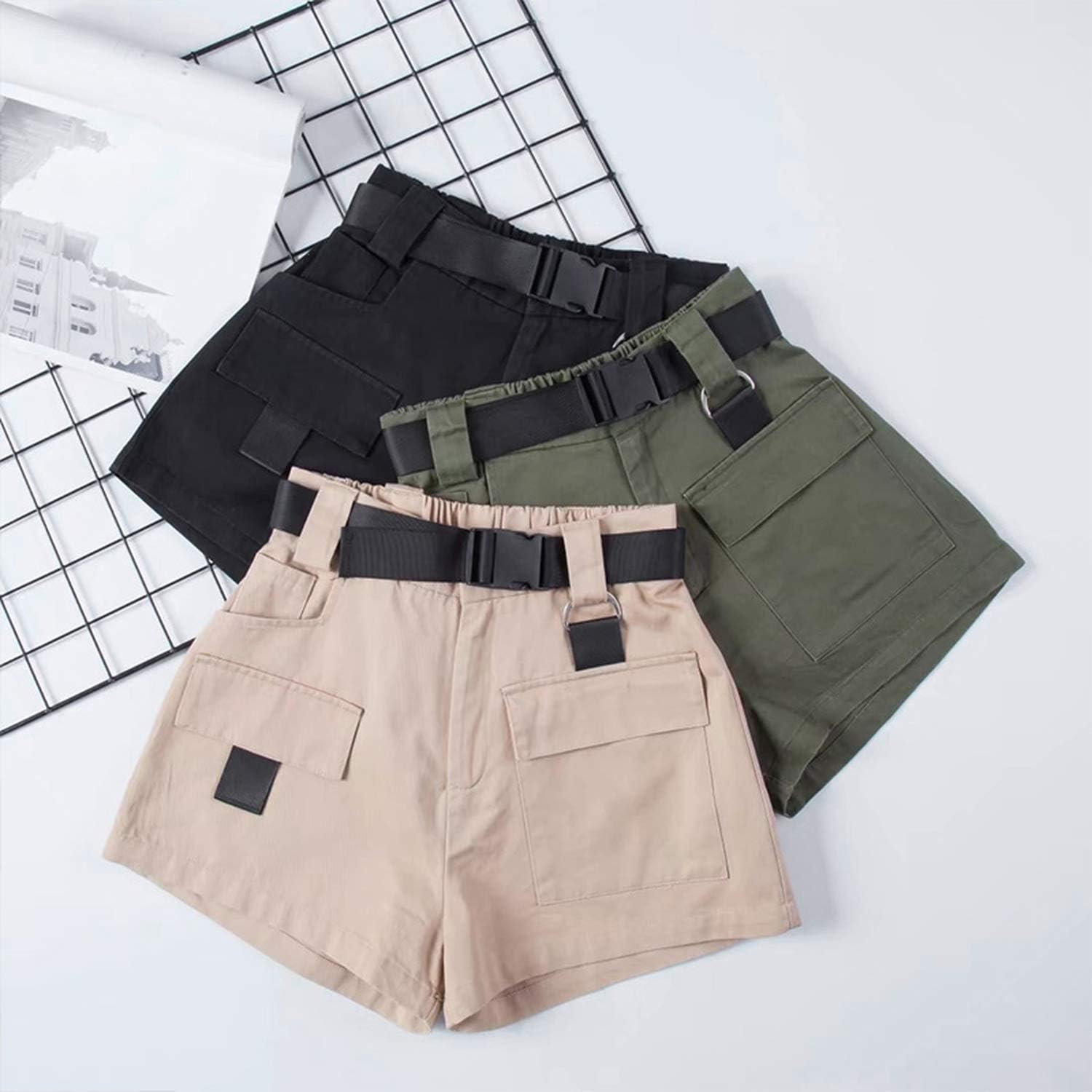 high waisted cargo shorts womens