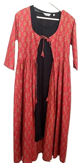 Women's Cotton 3/4 Sleev Outer wear Red with Black XL (Pack of 2)