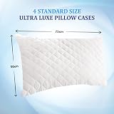 Eutony Quilted Zipped Pillow Protectors 4 Pack 50x75cm Hypoallergenic White view 3