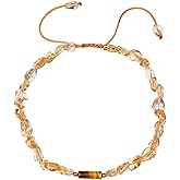 Jewever Citrine/Tigers Eye Beaded Anklet Crystal Irregular Beads Ankle Bracelets for Women Wealth Prosperity Balance Yoga Foot Jewelry Spiritual Gifts (8.5"-10")