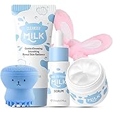 Milk Skin Care Set for Teen Girls Christmas Birthday Gifts - Skincare for Girls 10-12 - Skin Care Travel Kit for Women - Teen Skin Care Set - with Face Cream,Facial Serum,Cleansing Brush