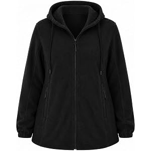 Plus Size Fleece Jacket Women Zip Up Hoodie Warm Coat Lightweight Casual