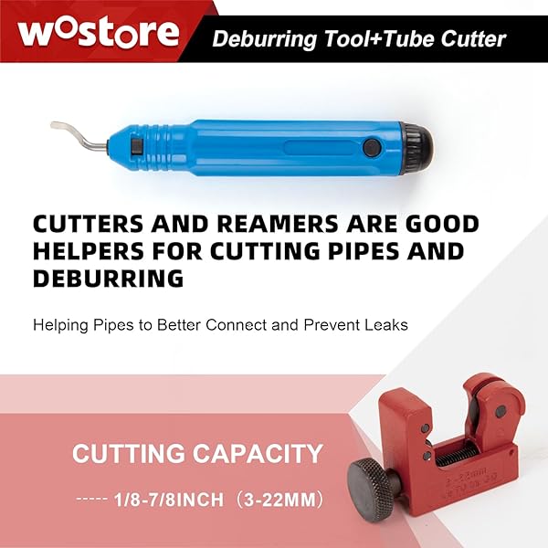WOSTORE PROFESSIONAL BRAKE LINE FLARE KIT FOR SINGLE, DOUBLE (SAE) FLARES & BUBBLE (ISO) FLARES WITH TUBING CUTTER PIPE REAMER FOR 3/16-5/8″ 7 SIZES
