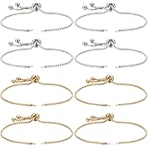SUNNYCLUE 1 Box 8Pcs Slider Bracelet Chains 304 Stainless Steel Slider Bracelets Bulk Adjustable Extender Chain for Jewelry Making DIY Crafts Women Supplies