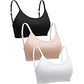 Blulu 3 Pieces Mini Camisole Bra Wireless Padded Bra with Adjustable Straps for Women Girls