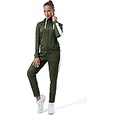 TEZO Womens Full Zip-Up Hoodie Tracksuit Set Long Sleeve Casual Jogging Suits Workout Gym 2 Piece Outfits with Pockets