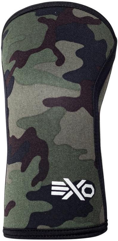 EXO 7mm Compression Knee Sleeves Designed with Triple-Reinforcement and Anti-Microbial Neoprene, Sold as 1 Pair (Green Camo, XL)