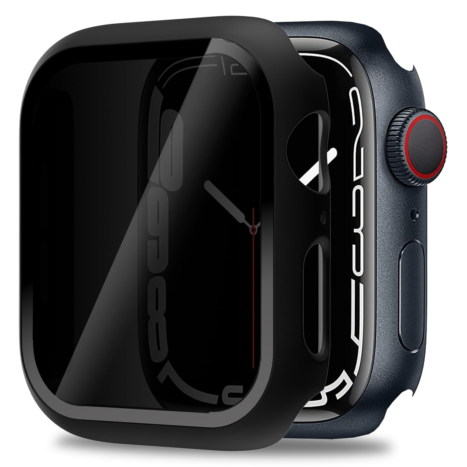 Miimall Case Compatible with Apple Watch SE Series 6/5/4 40mm 44mm Privacy Tempered Glass Screen Protector, Anti-Spy Hard PC Shockproof All-Around Bumper Case Protective Cover for iWatch SE-Black