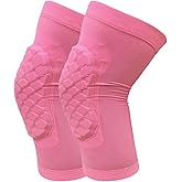 Basketball Knee Pads for Kids Volleyball Knee Pads, Honeycomb Basketball Sleeves Baseball Sleeves Youth Boys & Girls, Knee Savers for Catchers Youth Wrestling Soccer Football Volleyball Roller Skating (Pink, Small)
