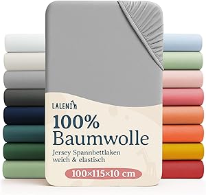Laleni Jersey Spannbettlaken, 100x115cm, für Baby Beistellbett & Stubenwagen, 100% Baumwolle, Oeko-TEX Zertifiziert, Grau
