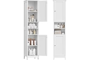TEENFON 67" Tall Bathroom Cabinet with Adjustable Shelves and Doors, Narrow Bathroom Storage Cabinet for Small Space, Living 