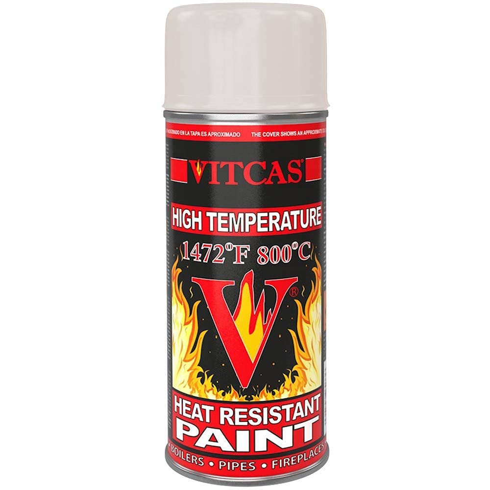 VITCAS Heat Resistant Paint Spray – Fireproof - Ideal for BBQ's – Engines – Exhausts - Stoves – Furnaces – Heaters - Anti Corrosive – Decorative Finish – 800 C - Cream/Beige