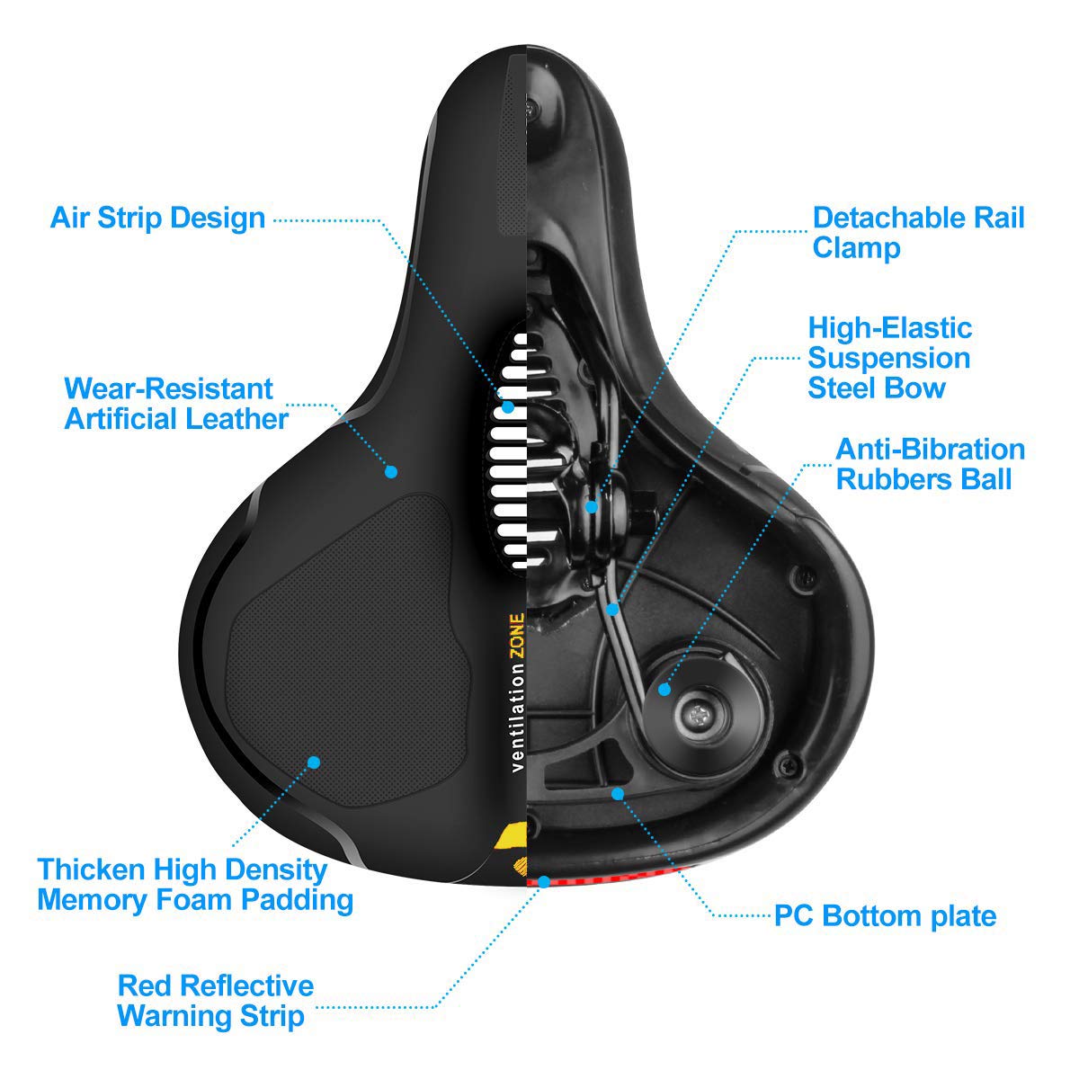 Option Bike Seat, Bicycle Saddle Comfortable Soft Wide Road Bike Gel Saddles,Breathable Mountain Bike Seat,Suitable for MTB Mountain Bike,Road Bike,Spinning Bike, for Men and Women(Yellow)