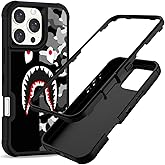 XWMHHP Compatible with iPhone 16 Pro Case Cool Camo Shark Street Fashion Design for Boys, 3-Layer Rugged Shockproof Hard Plastic Bumper Silicone Rubber Heavy Duty Protection Cover