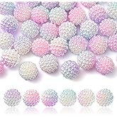 MakemadeDIY 40Pcs Imitation Pearl Bayberry Beads for Bracelets Making 12mm Round Disco Ball Pink Loose Acrylic Beads Craft Supplies for Home Decoration Jewelry Necklaces Earrings Keychain Crafting