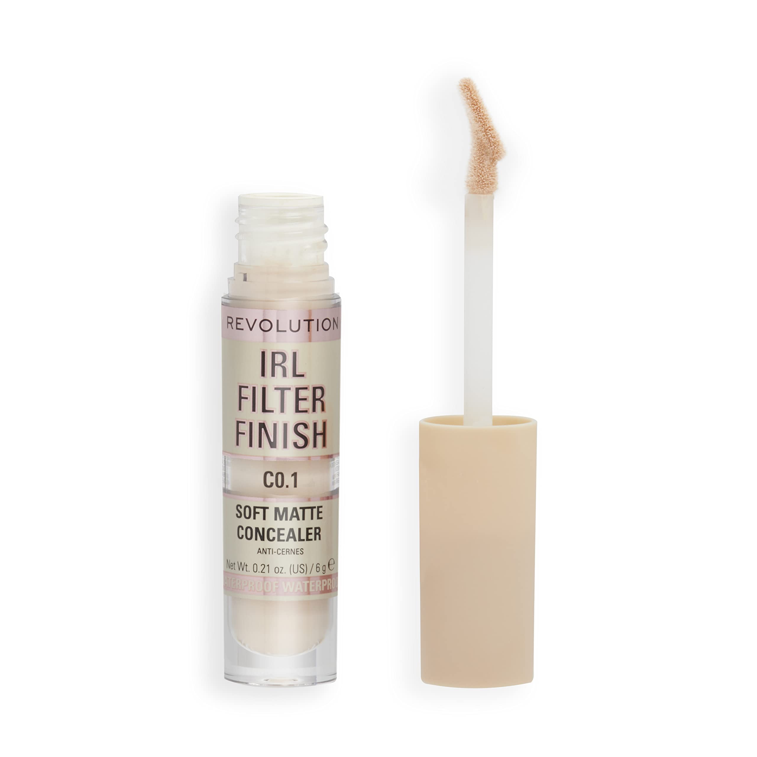 Makeup Revolution IRL Filter Finish Concealer, Medium to Full Coverage, Matte Finish, C0.1, Fair Skin Tones, 6g