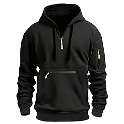 Quarter Zip Pullover Men Long Sleeve Workout Hoodie