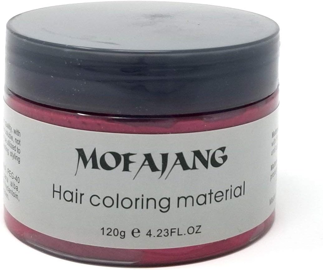 MOFAJANG Hair Color Wax Instant Hair Wax Temporary Hairstyle Cream 4.23 oz Cyan Green Hair Pomades Natural Hairstyle Wax for Men and Women (Red)