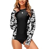 AOBUTE Women Long Sleeve Rash Guard UPF 50+ Swim Shirts with Thumb Hole