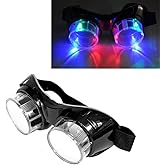 Luwint Colorful Flashing Glasses LED Steampunk Goggles - Light Up Glasses for Halloween Christmas Birthday Party Rave Cosplay Costume Show (Black)