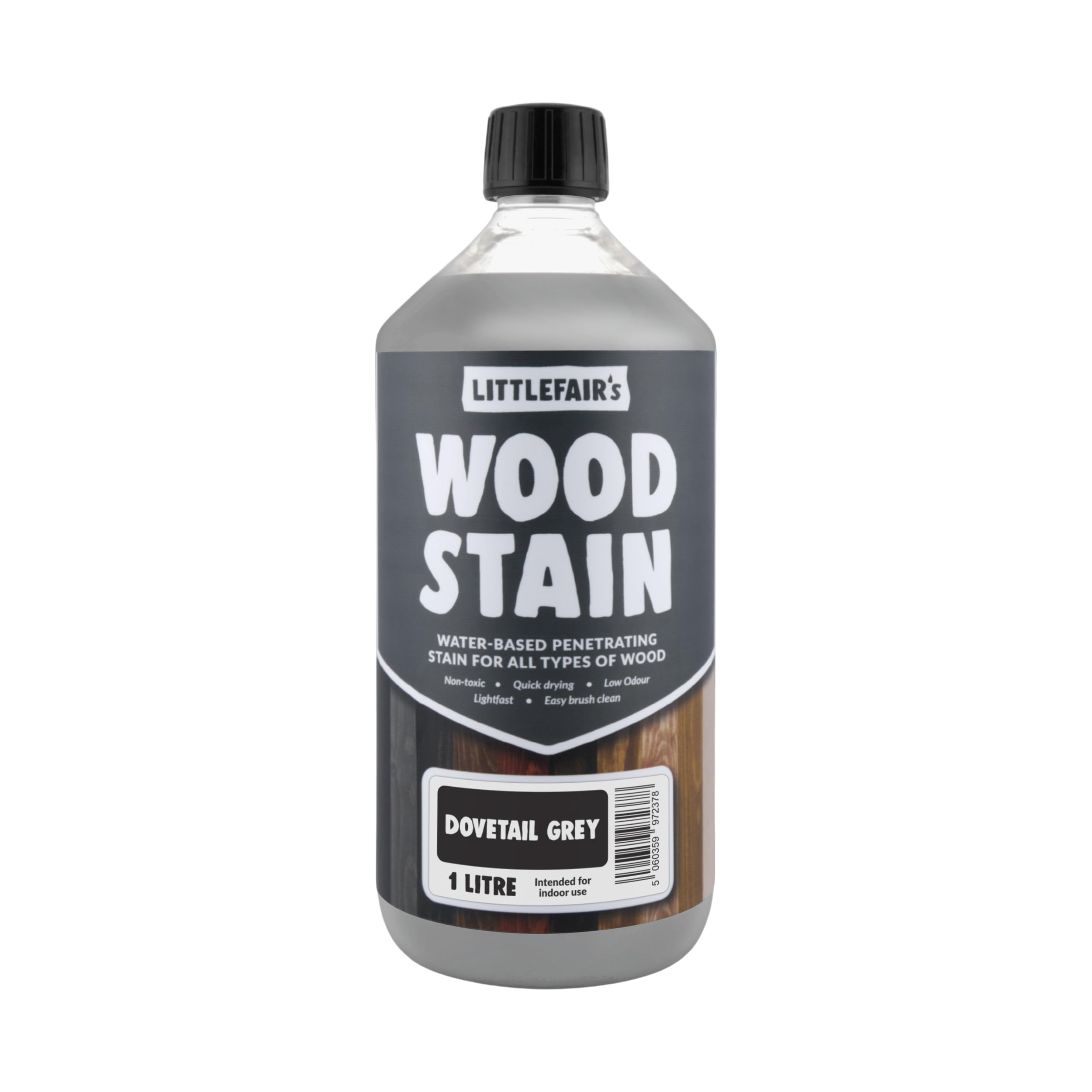 Littlefair's Wood Stain Water-Based - (Dovetail Grey) – Non-Toxic, Eco-Friendly & Quick Drying - Easy-to-Apply, Concentrated Formula for All Wood Types – 1 LTR