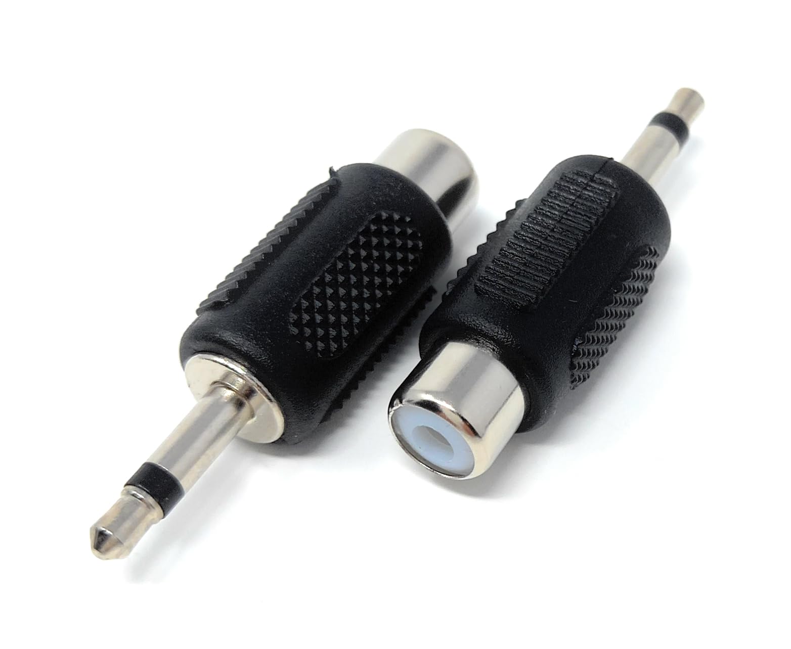 DRUT 2pcs RCA Phono Socket to 3.5mm Mono Jack Plug Audio Video Adapter (Black Silver)