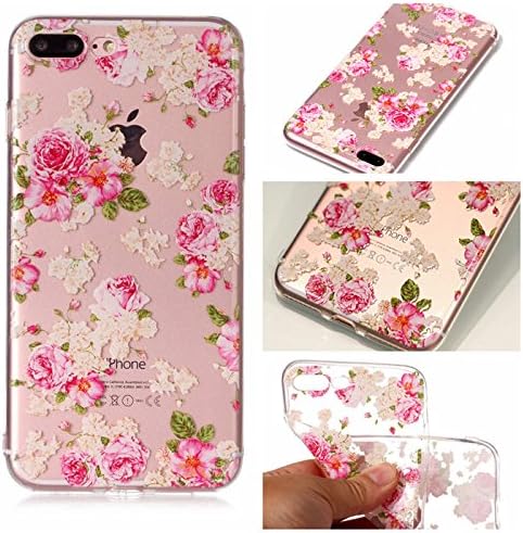 anzeal iPhone 8 Plus Case,iPhone 7 Plus Case, TPU Rubber Gel Shock-Absorption Bumper, Anti-Scratch Transparent Back Silicone Back Cover for iPhone 7 Plus/iPhone 8 Plus Flower