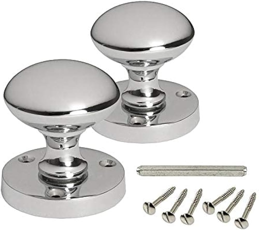 HANDLESTORE Designer Round Mortice Door Knob Polished Chrome Pair